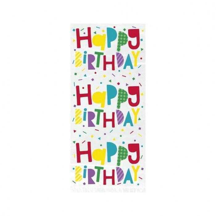 Unique Party Cellophane Happy Birthday Party Bags One Size noir