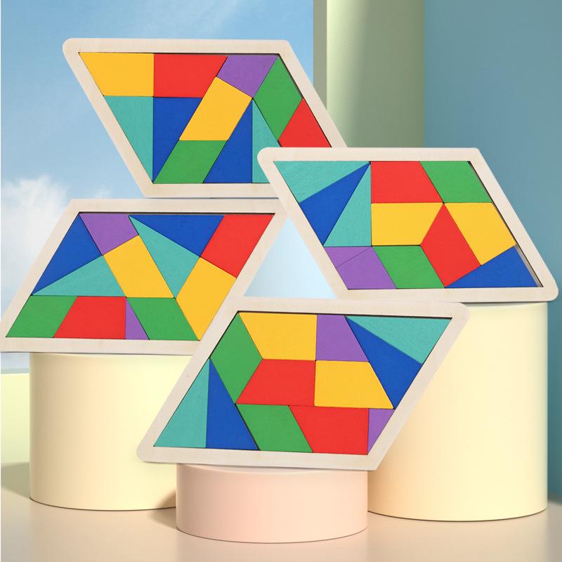 

Wooden Parallelogram Jigsaw Puzzle - Children s Educational Tangram Toy