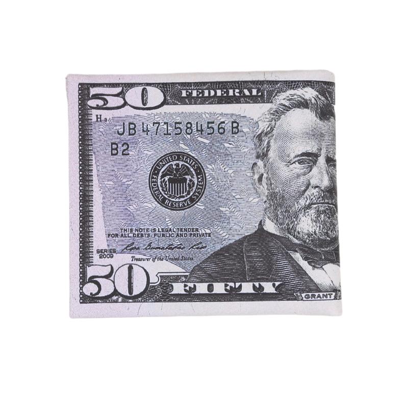 Men'S Personalized Us Dollar Bill Pattern Double Fold Retro Wallet With Creative Style Multiple Card Slots Double Fold Classic Short Wallet