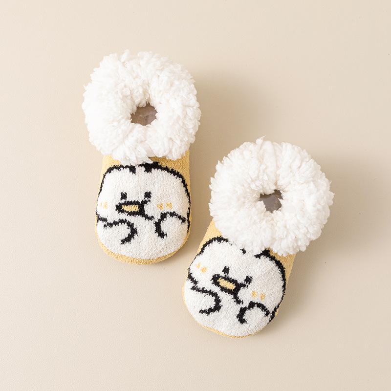 

Нескользящие детские носки Зимние теплые домашние тапочки Теплые плюшевые комнатные напольные туфли для малышей, младенцев, мальчиков, девочек, для обучения ходьбе S(10-13cm)