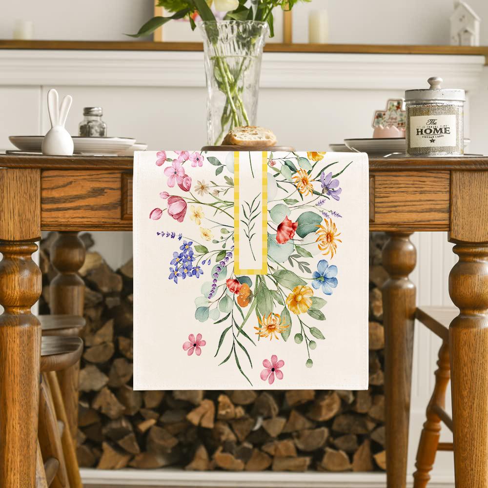 Hydrangea Butterfly Linen Table Runner - Colorful Floral Decor for Kitchen, Dining, or Party