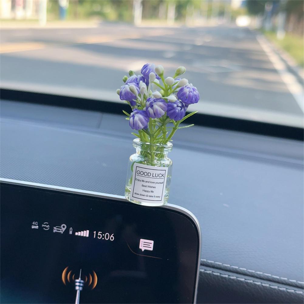 Mini-Auto-Dekoration, Ornamente, Babysbreath, Jasmin-Vase, Glasvase, Mikro-Landschaft, Kaninchen, Auto-Innendekoration, Konsole