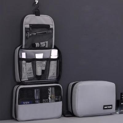 Foldable Travel Toiletry Bag Layered with Hanging Hook Hanging Makeup Cases Waterproof Large Capacity