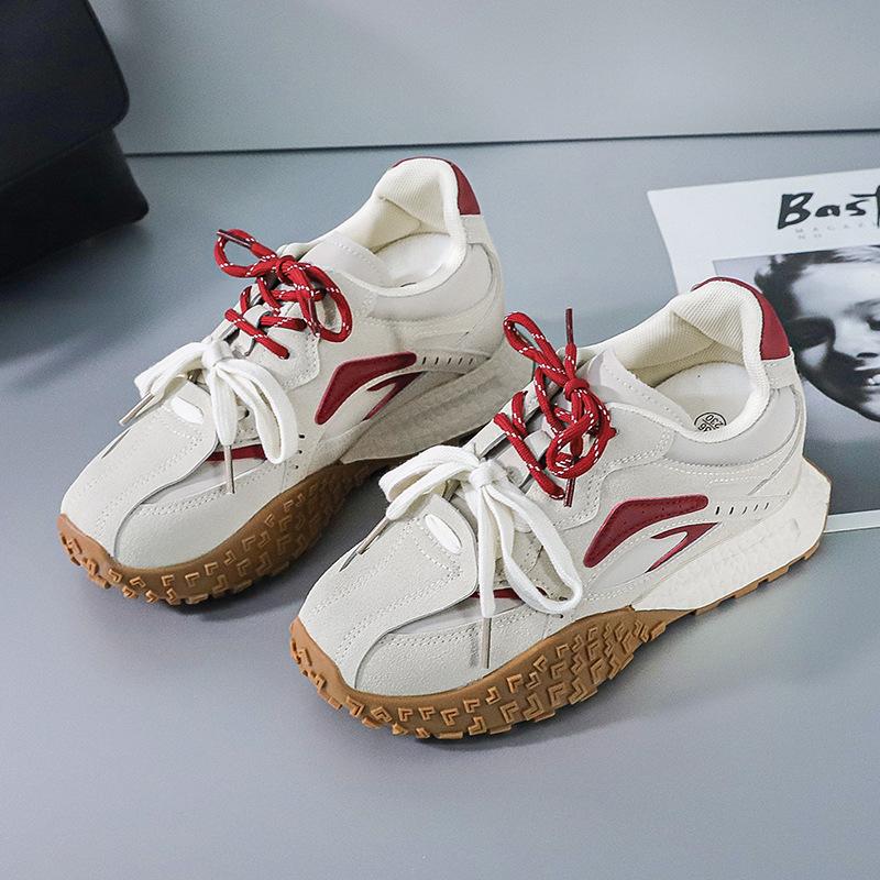 

9 thick-soled casual and durable sports shoes for women s spring new lightweight outdoor sports style little white shoes 34 бежевый
