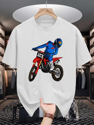 Motocross Dirt Bike Rider Graphic Unisexs Crew Neck T Shirt Offroad Racing Print Short Sleeve Casual Cotton Daily Street Tops