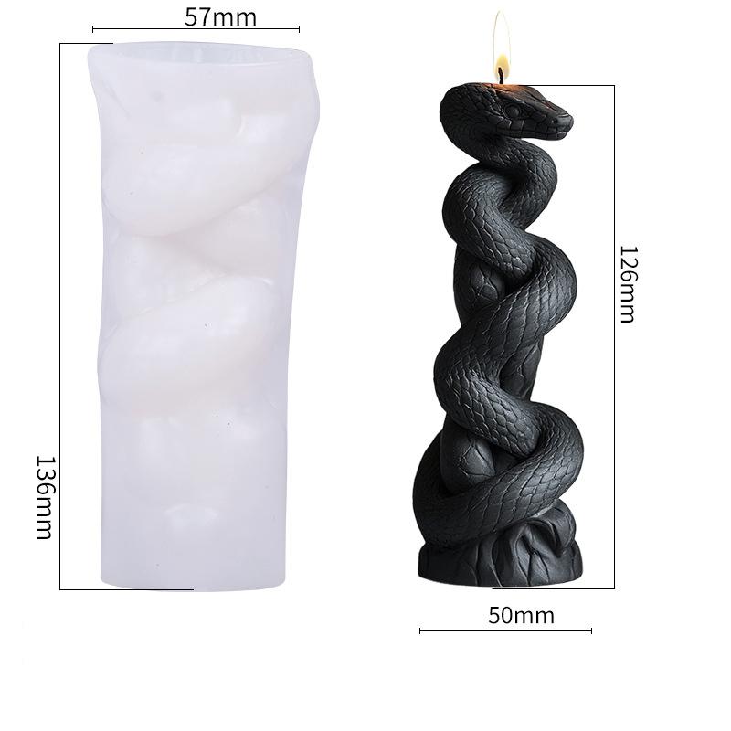 Silikonová forma na aromaterapeutickou svíčku ve tvaru hada DIY difuzní sádra Halloweenský dárek Silikonová forma Sváteční dárek