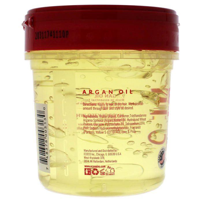 Gel - Eco Styler - Huile d'Argan - 8oz - Sans Parabène - Brillance Pour Tous Types De Cheveux