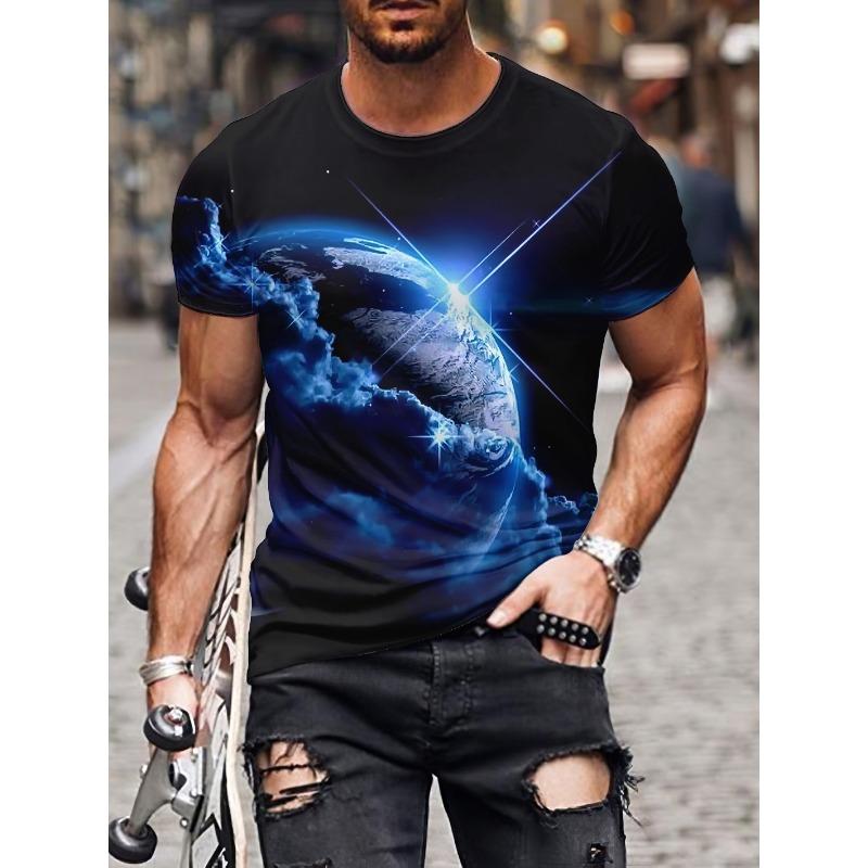 Summer Men's New Shirt 3D Printing Personality Trend Youth Casual Top Summer Light and Breathable Large Size T-shirt