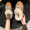 Fashion Flat Black Work Women's Snow Boots Round Toe Butterfly Bow Sale Boot Comfortable and Elegant Ladies Shoes Trend 2025 Plush Warm