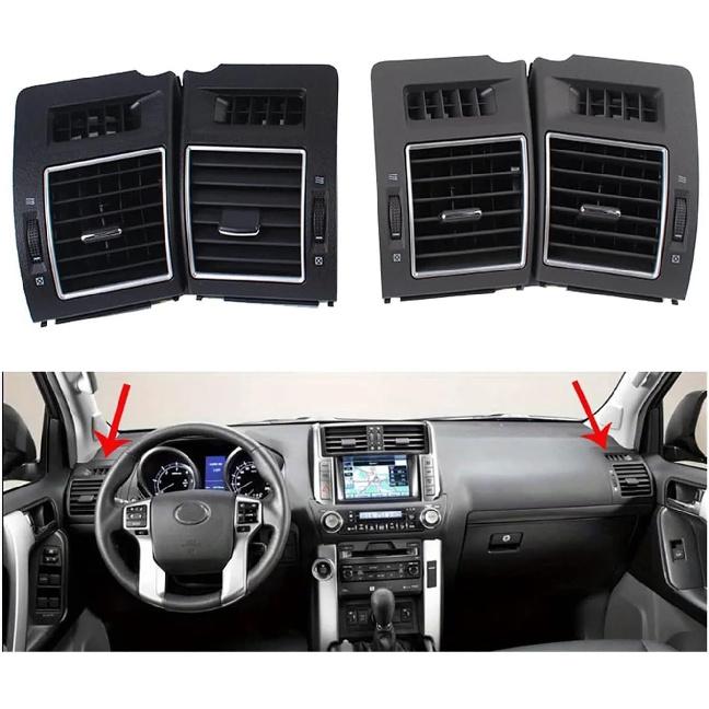 Car Dashboard Air Conditioning Vent Outlet Replace Compatible For Toyota Land Cruiser Prado 150 LC150 2010-2020 AC Vents Gray/Black 2pcs(Black)