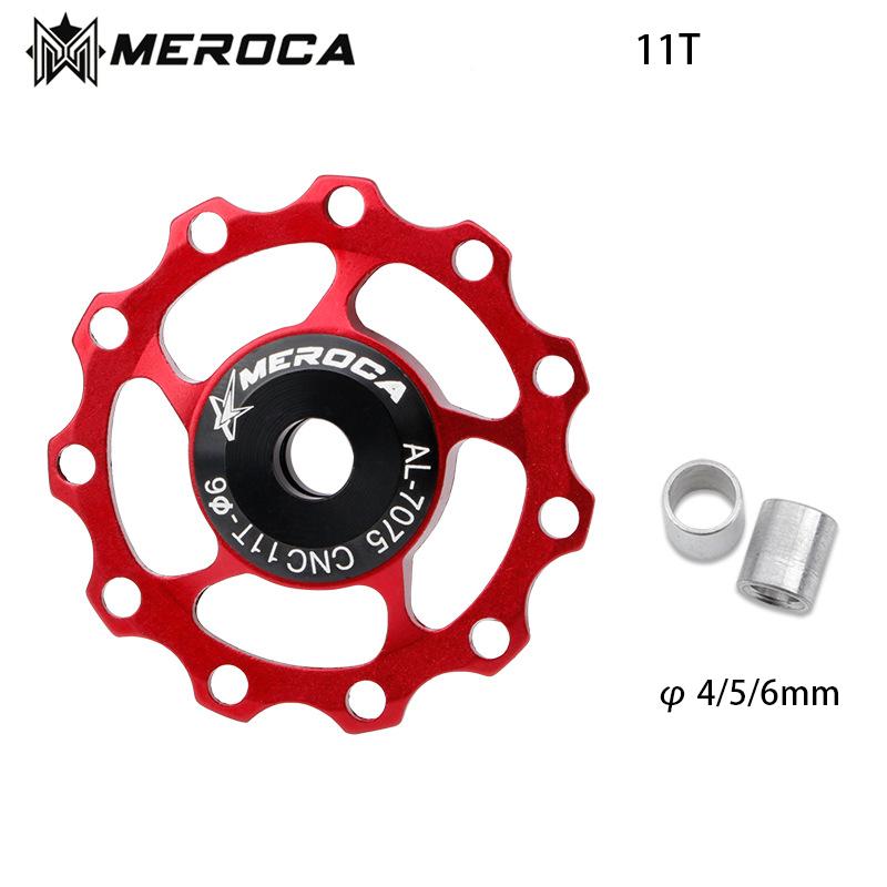 MEROCA 11T 13T MTB Bicycle Rear Derailleur Guide Wheel Steel Bearing Pulley aluminum Road Bike Roller for Shimano Sram 1pcs 11T RED