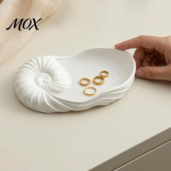 Bedroom Vanity Accessory Nautilus Storage Tray for Living Room Entryway, Ocean Theme Desktop Organizer Modern Home Decor Accents Jewelry Keys