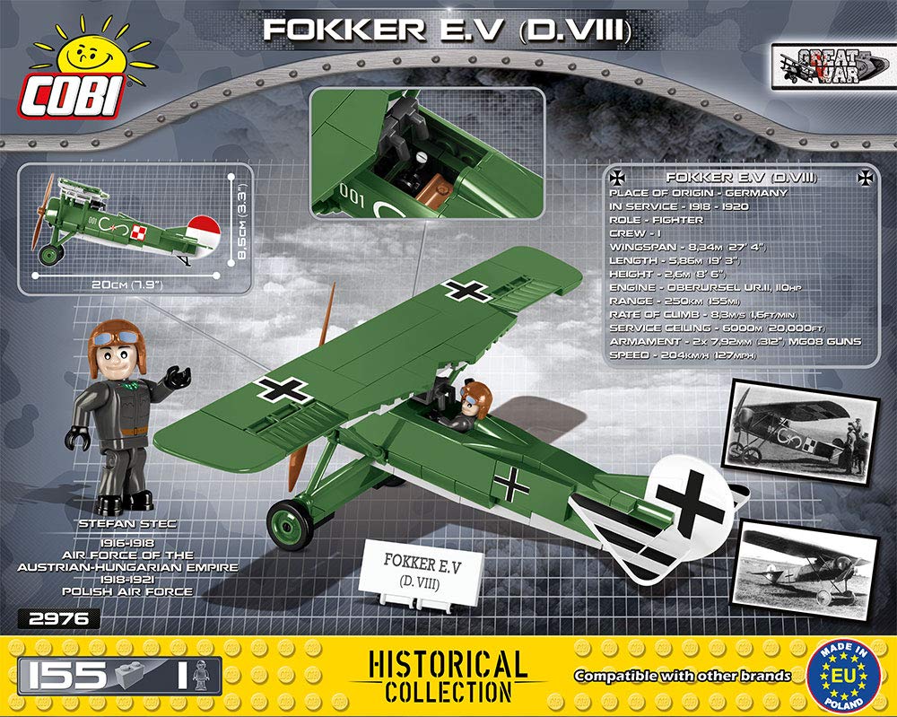 Cobi Historical Collection Military Block Great War German Army Fokker Fokker Japan Authorized General #2976 D.VIII E.V(D.III) [COBI Agent]