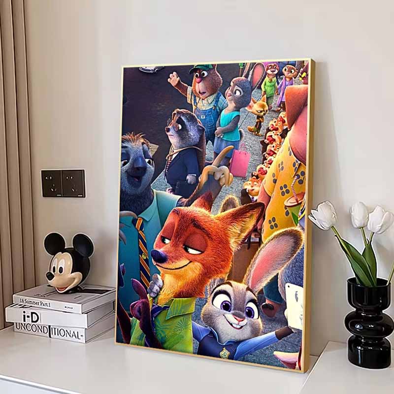 Disney Diamond Painting: Nick and Judys Famous Selfie Scene Cute DIY Rhinestone Mosaic Cross Stitch Kit Embroidery Gift for Home Decor