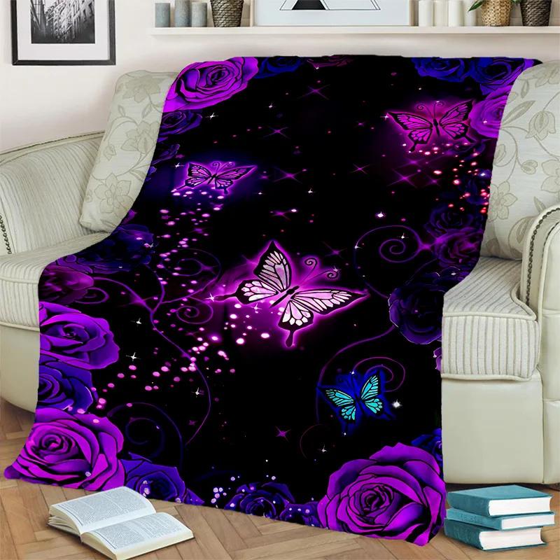 

Cartoon Dream Butterfly Flower Blanket,Soft Throw Blanket for Home Bedroom Bed Sofa Picnic Travel Office Rest Nap Cover Blanket 75x90cm