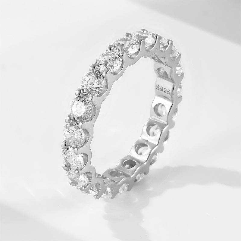 Fashionable Sterling Silver Gold Plated Women s Engagement Ring Bezel Set Moissanite Non-Fading All-Over Body Inlay Trendy Light moissanite ring&5