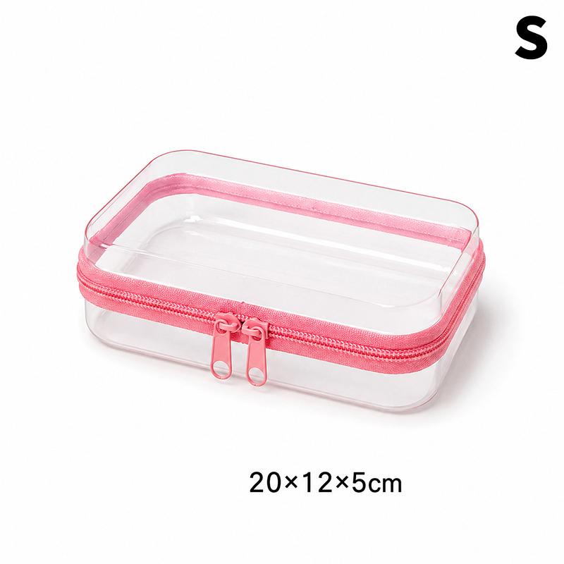 Waterproof Transparent Hard-shell Cosmetic Storage Bag Zippered Clear Pouch for Travel Outdoor Toiletries Organizer