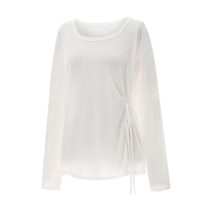 TVIEW Round Shirred Tie Loose Fit T-Shirt_V6A-Cts017