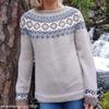 Women's Trendy Color Block Round Neck Knitted Sweater