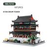 China Famous Historical Architecture Mini Block Xi'An Drum Tower Building Brick Construction Model Toy With Light For Gifts