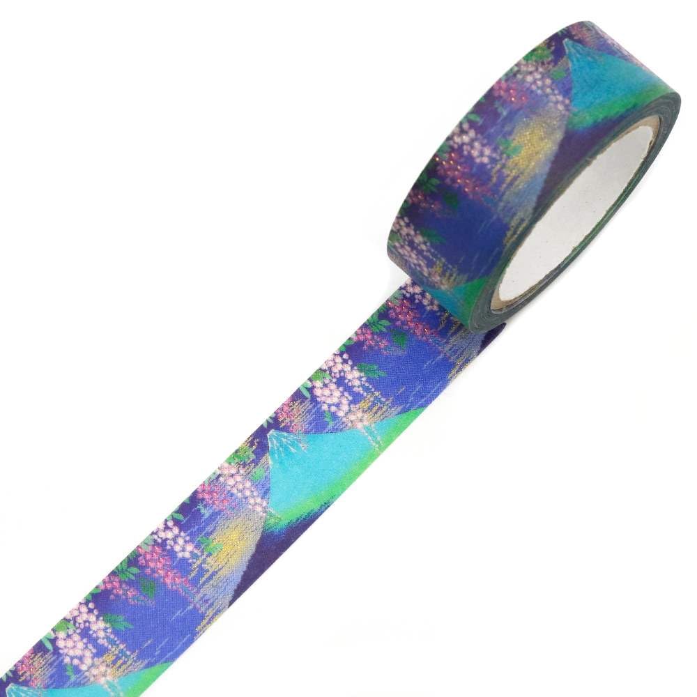 Kimono Biyu Retro Modern Design 15mm Wide Gold Leaf Gradient Masking Stationery for Cute Gold Leaf Fuji/Wisteria Tape, Students, Gradient, GR-2067