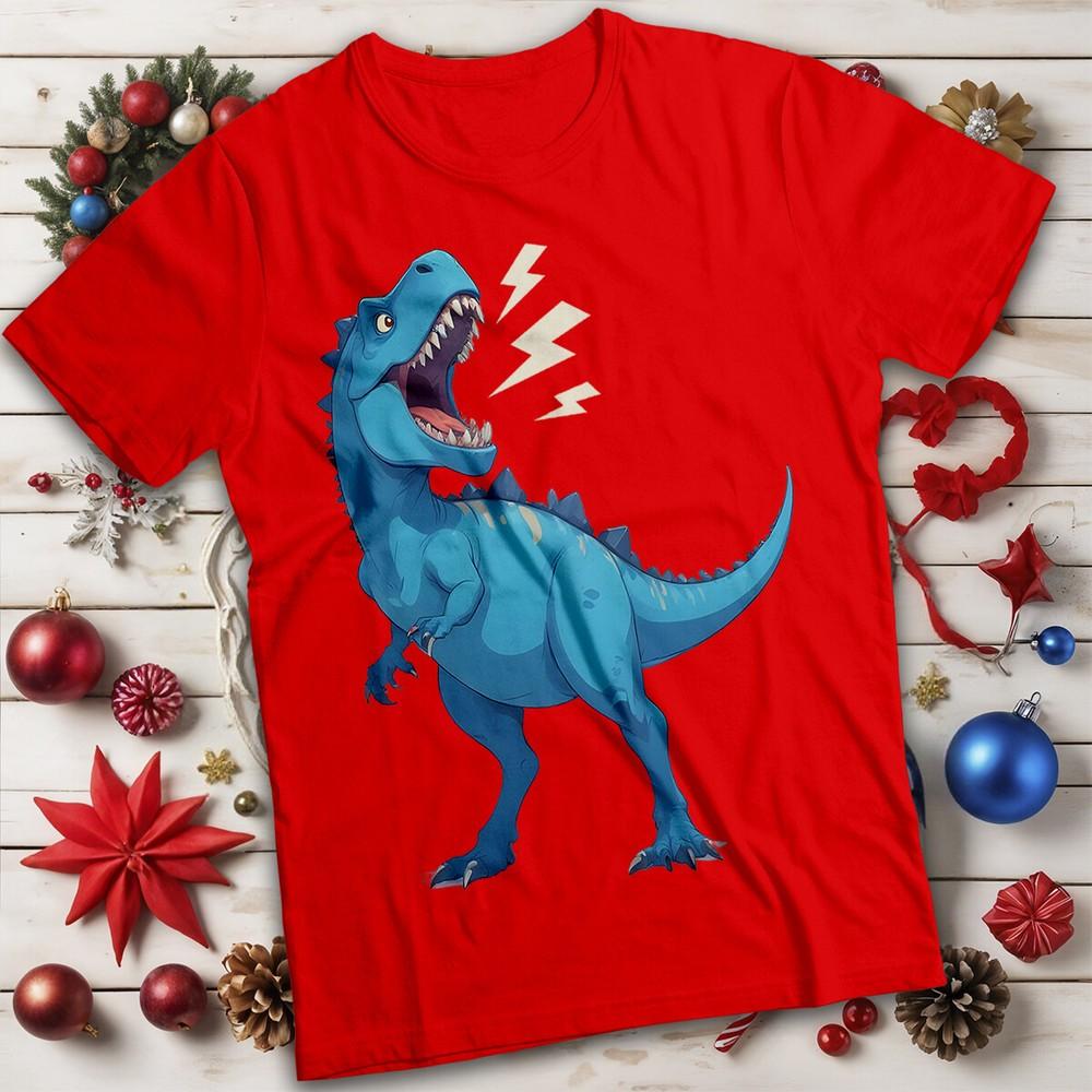 

Мужская и женская рождественская футболка с динозавром #MC L