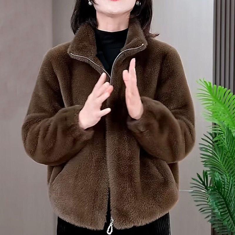 2023 Autumn/Winter Oversized Korean Style Plush Fleece Jacket for Women