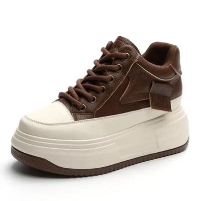 Mode 6,5 CM Neue Echtes Leder Plattform Sneaker Chunky Stiefeletten Winter Plüsch Frauen Casual Herbst Frühling Vulkanisieren Damen Schuhe