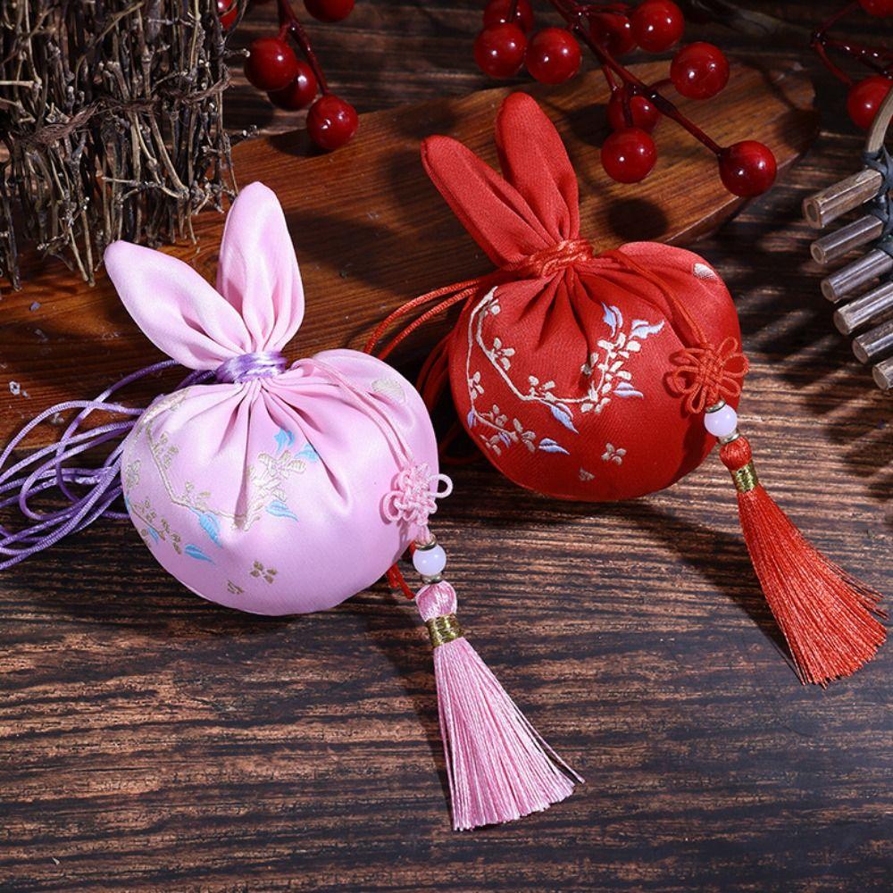 Brocade Mid-Autumn Festival Rabbit Sachet Bag Handmade Drawstring Empty Bag Home Decor