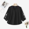 ZANZEA Women Casual V-Neck Floral Print Splice 3/4 Sleeve Blouse