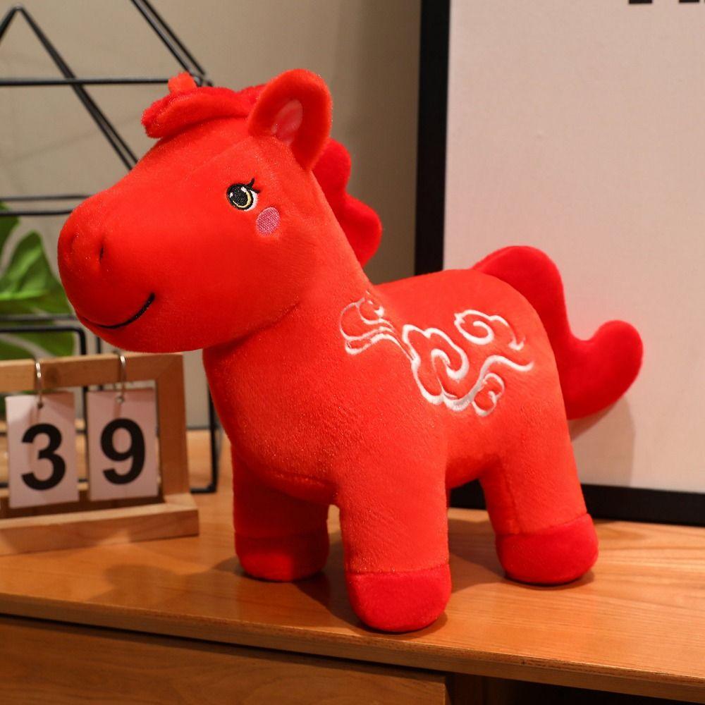 Letter Print Zodiac Horse Figurine Soft Stuffed Pony Animal Toys Plush Horse Doll Home Decor