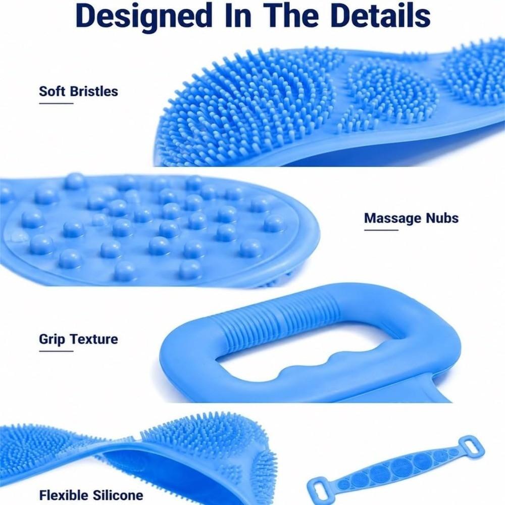 Double-Sided Silicone Body Scrubber Long Strip Exfoliating Bath Towel Shower Bathing