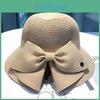 Summer Straw Hat With Big Brim And Butterfly Knot For Beach Party And Sunshade