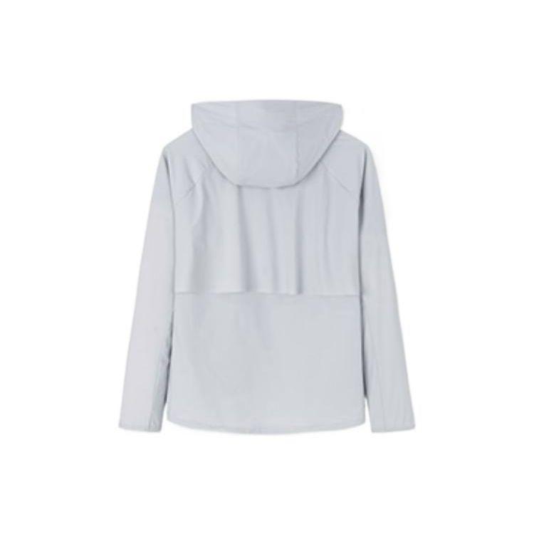 Anta Running Series Solid Color Logo Print Hooded Zipper Woven Jacket Women Jackets Gray 162235602-1