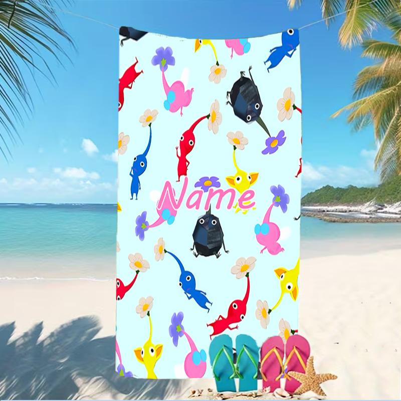 Customizable personalized beach towels Pikmin Pikmin themed designs.Suitable for the beach, yoga, sports;ideal as beach accessories