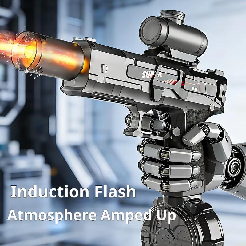 Electric Water Gun Automatic Continuous Firing Squirt Gun Outdoor Toy Long Range Shooting Water Gun with Lights Swimming Toys
