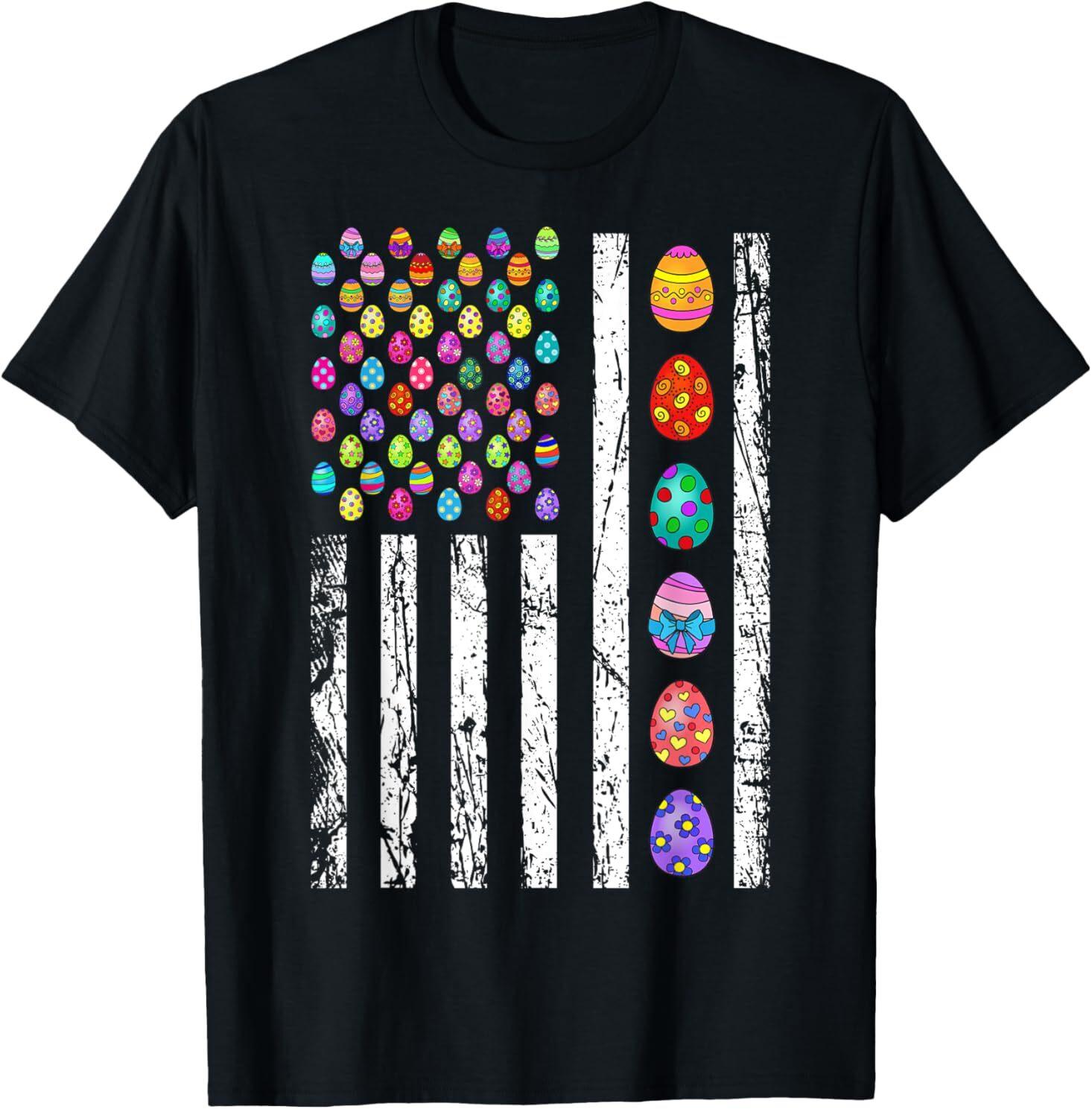 US American flag with easter eggs for Easter Day T-Shirt Unisex T-Shirt XL