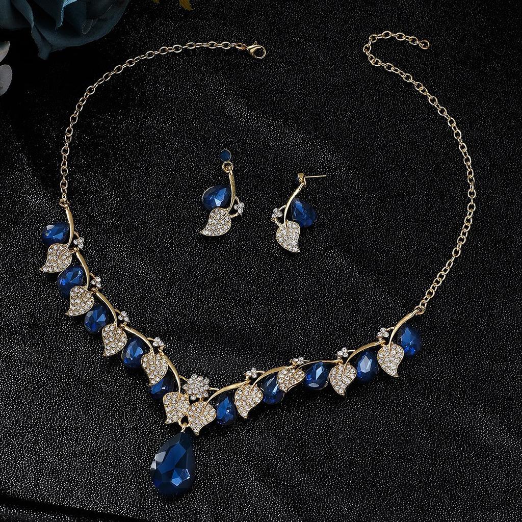 European & American Fashion Crystal Necklace & Earring Set - Bridal Wedding Jewelry for Women