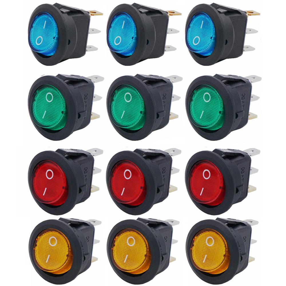 4/5/12pcs 3pin Round Switch LED Waterproof With Color Switch Rocker Switch Can Be Used For Car Motorcycle Boat Bus RV