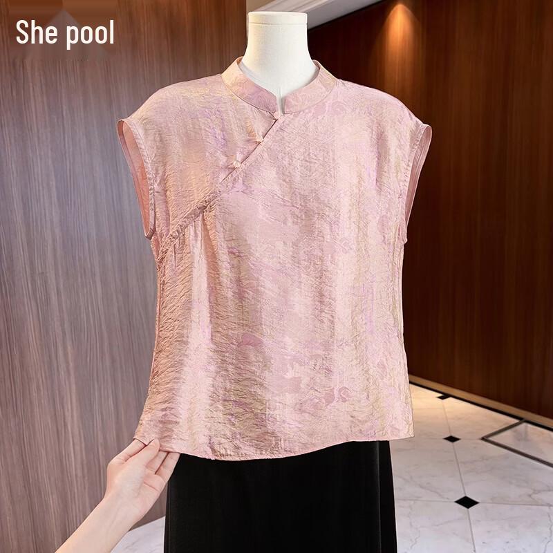 Women s New Chinese Style Sleeveless Stand Collar Shirt M