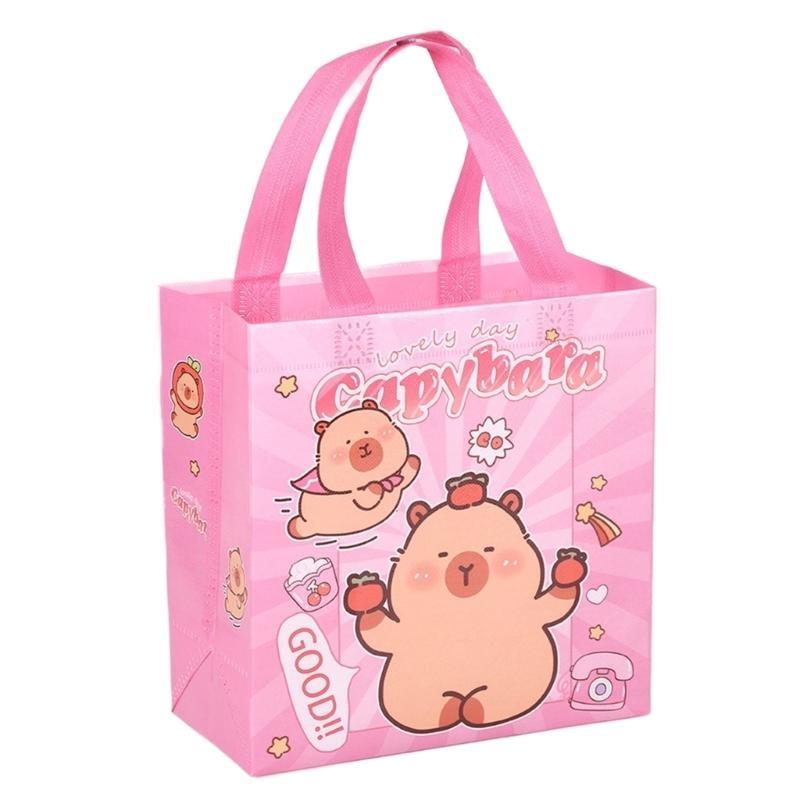 652F Cartoon Carring Bags with Handle 9x9x4Inch Nonwoven Handheld Bags For Birthday