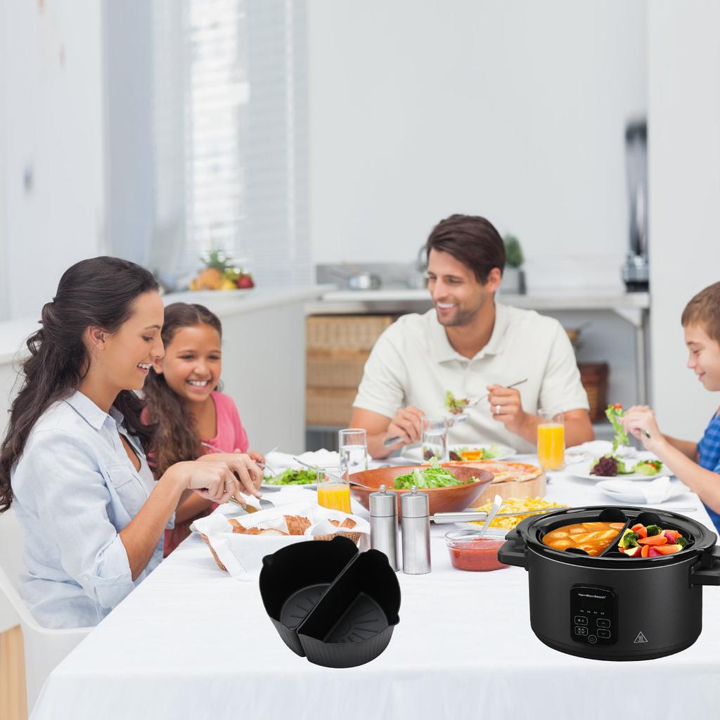 2 Stück Silikon Slow Cooker Einsätze Wiederverwendbar Silikon Slow Divider Auslaufsicher Hitzebeständig Einlage Schale Spülmaschine Küchenwerkzeuge