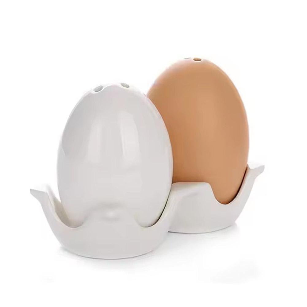 2Pcs Creative Ceramics Egg Model Seasoning Cruet Decorative Porcelain Salt and Pepper Caster Kitchen Condiment Bottle Dining