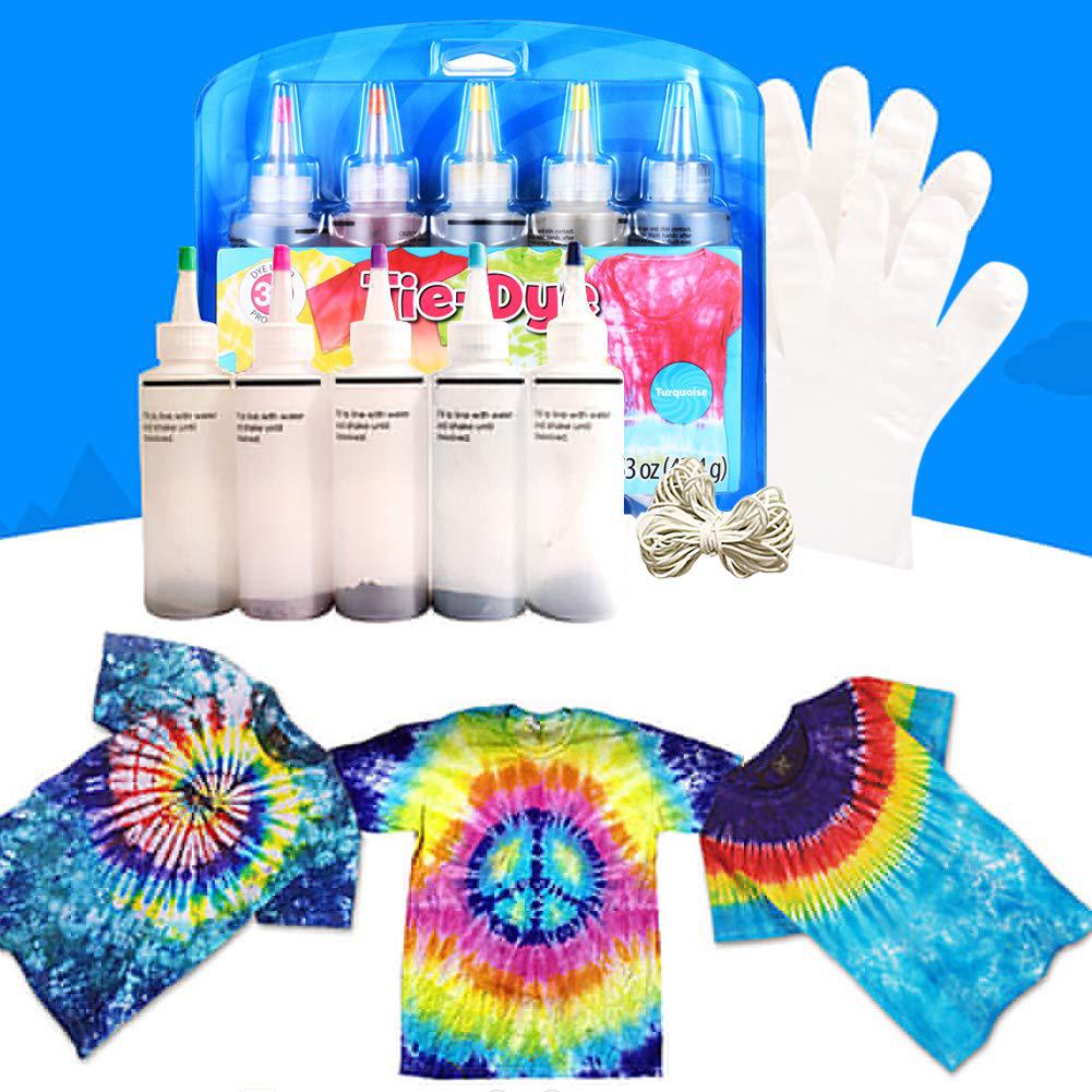 TieDye Kit 5 Colors TieDye Kit Cotton Linen Clothing Dyes, DIY