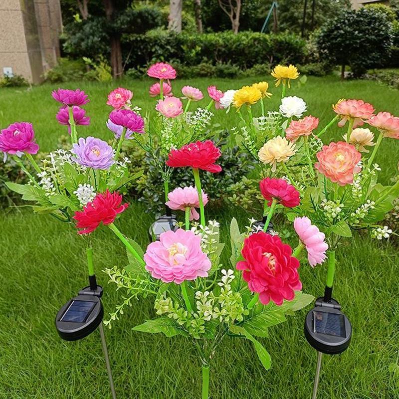 Solar LED Lights Snow Lotus Flower Lawn Lamp IP65 Outdoor Waterproof for Yard Patio Garden Decoration Flower Holiday Party Lamp