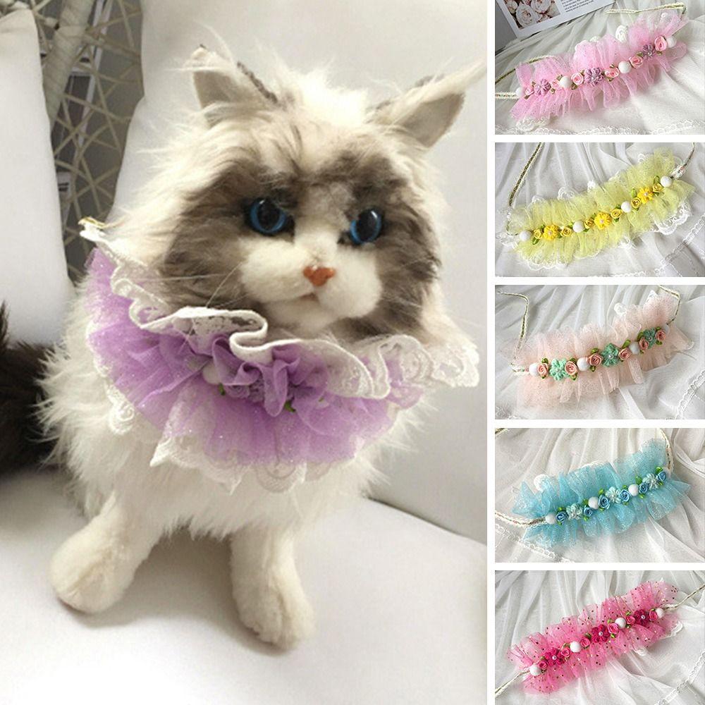 

Accessories Dog saliva towel Neck Strap Dog Neckerchief Puppy String Bib Pearl Collar Lace Bowknot