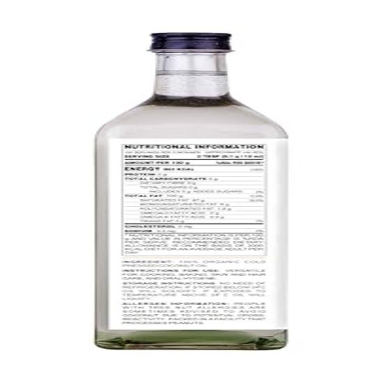 TURRITOPSIS Jadalny Czysty Olej Kokosowy do Gotowania Tłoczony na Zimno USDA Organic Tłoczony na Drewnie Nierafinowany Naturalny 1 Litr Opakowanie 1 szt.