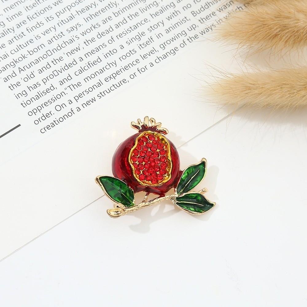 Strassdekoration Emaille Obst Brosche Granatapfel Broschen Schmuck Obst Anstecknadel Hochzeit