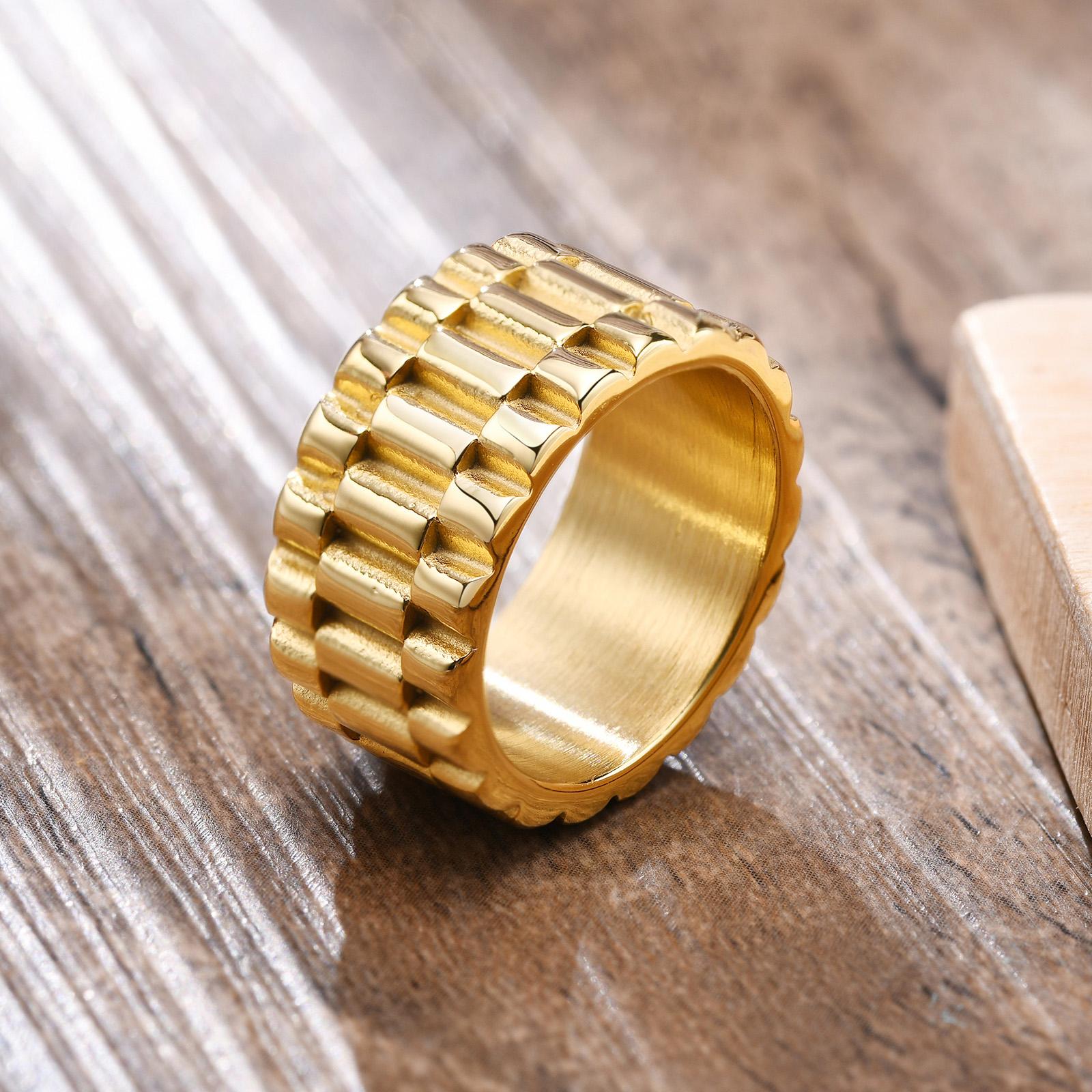 

Vnox Кольцо в форме браслета для часов 11 мм для мужчин, Золотистый цвет, Панк-кольцо на палец из нержавеющей стали, Рок, Готика, Хип-хоп, Мужское украшение 12