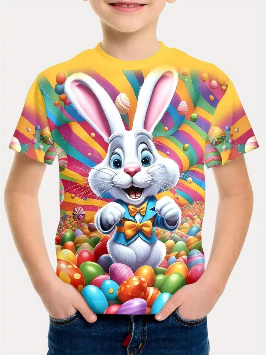 

Мужская футболка с пасхальным кроликом, топы с 3D-принтом, милый кролик с яйцами, футболка для мужчин, новинка, футболки с круглым вырезом и коротким рукавом 6XL